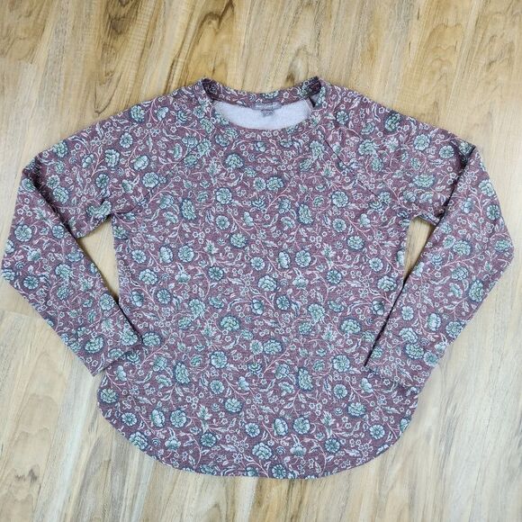 💛Peace & Pearls Floral Fleece Lined Long Sleeve Top Medium - Picture 1 of 9